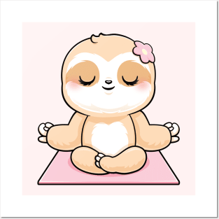 Girls yoga calm sloth Posters and Art